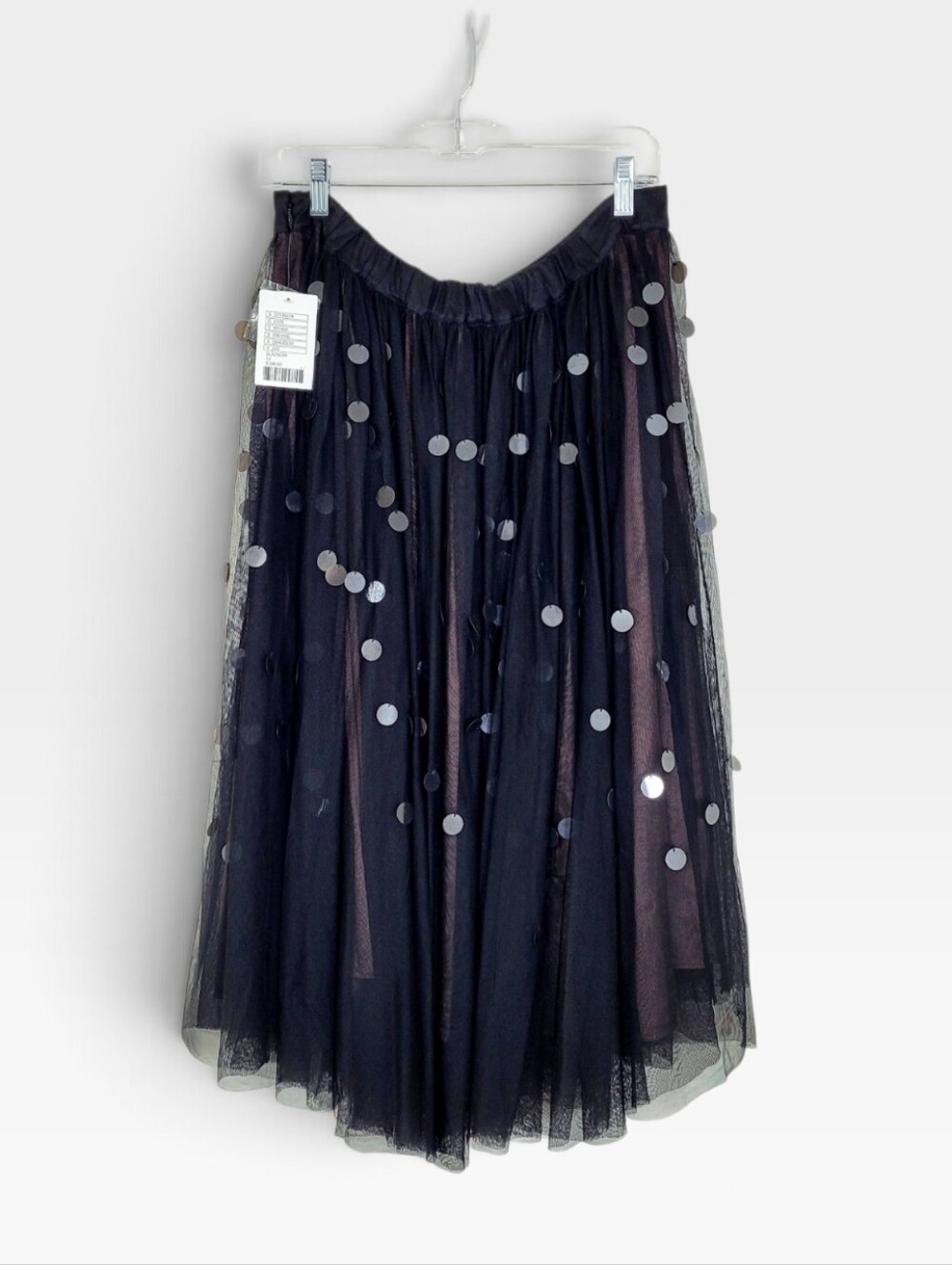 NWT Moulinette Soeurs x Anthro Effervescent Tulle Paillettes Black Midi Skirt 14 - Picture 11 of 11